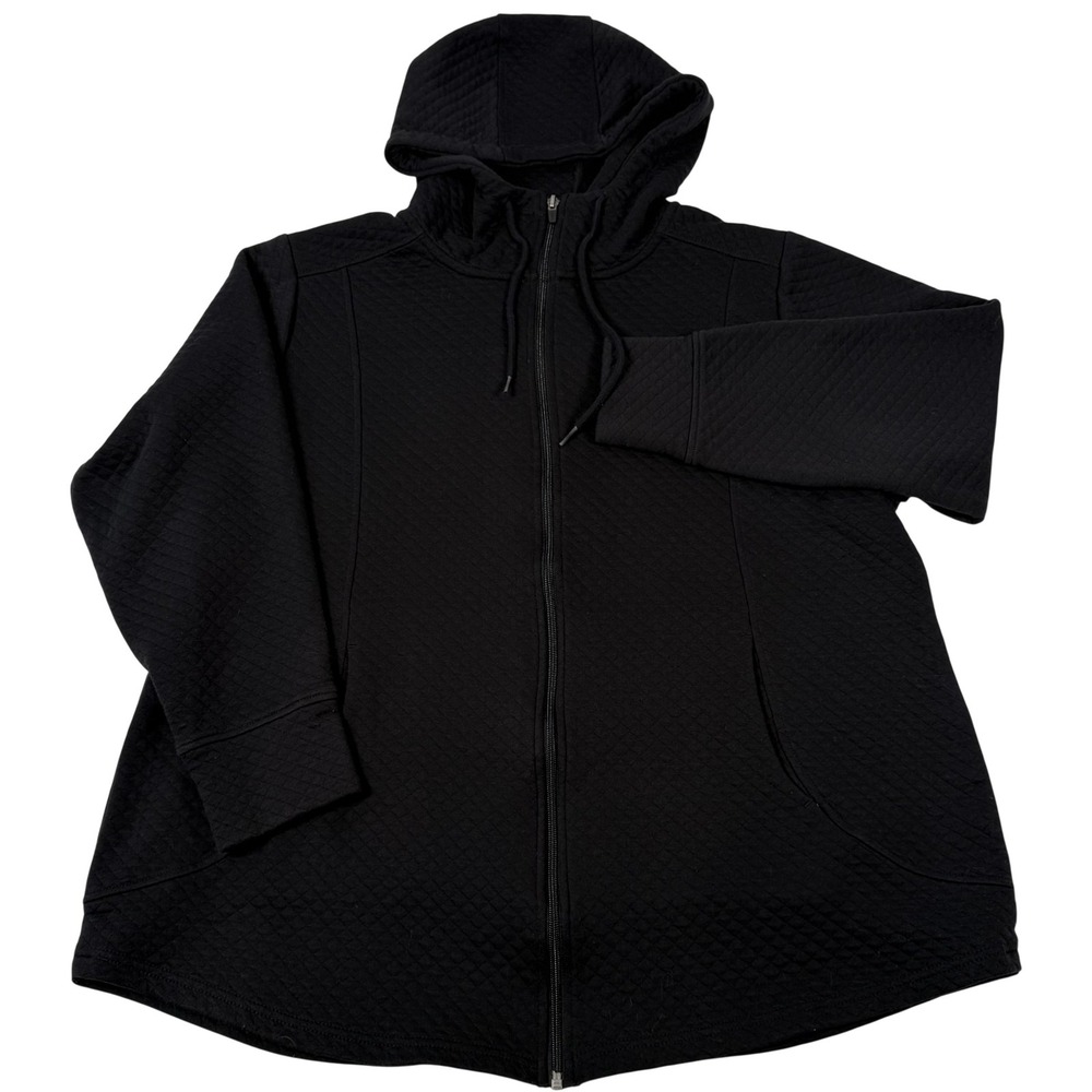 Hooded Full Zip Quilted Jacket‎ Sz 2X Activewear Pockets Minimalist Lightweight